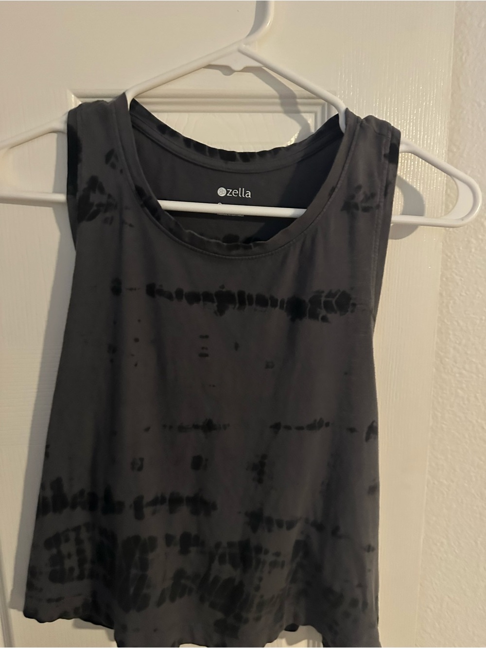 Zella Black and Gray Tie-Dye Tank Top